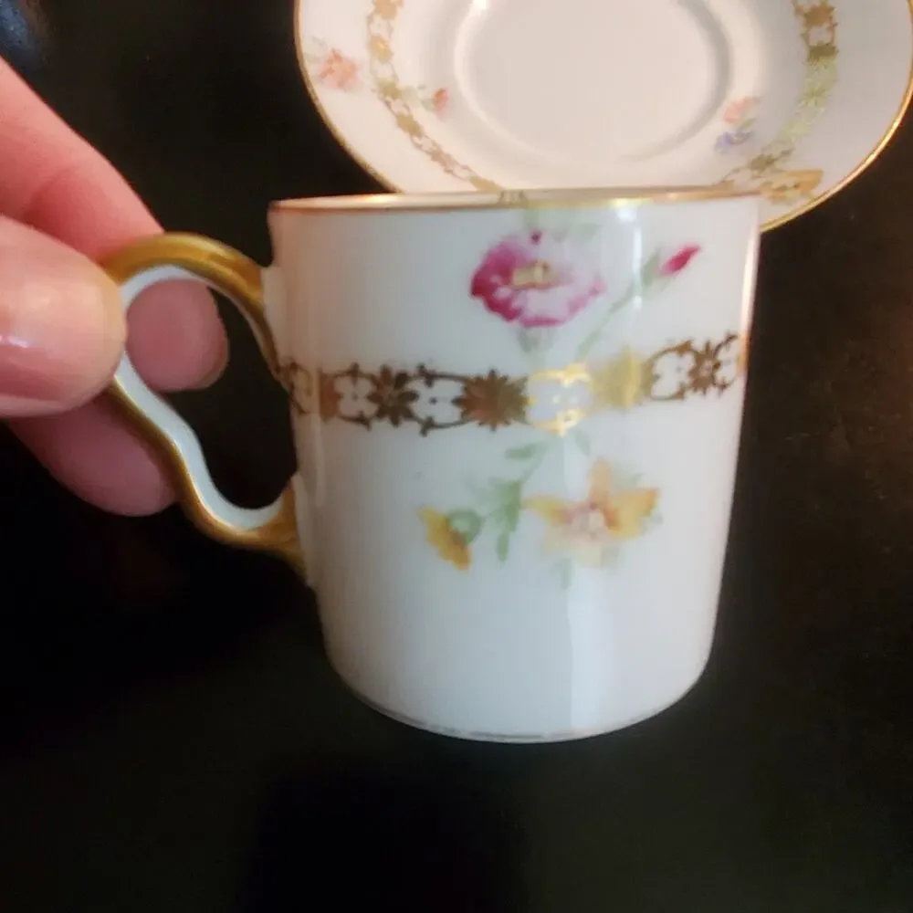 Vintage Charles Ahrenfeldt Limoges small tea cup and saucer in Great condition
